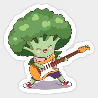 Broccoli play guitar Sticker